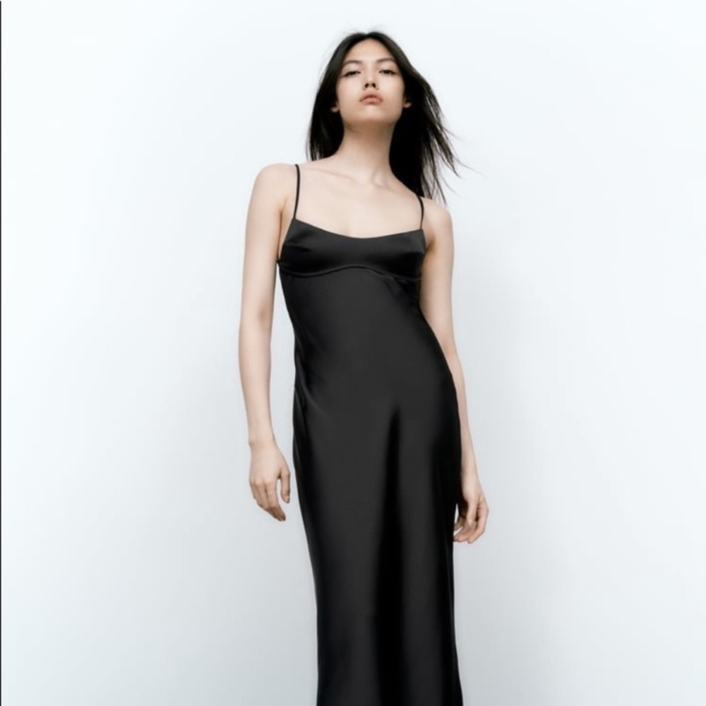 Zara Satin Cut Out Effect Dress